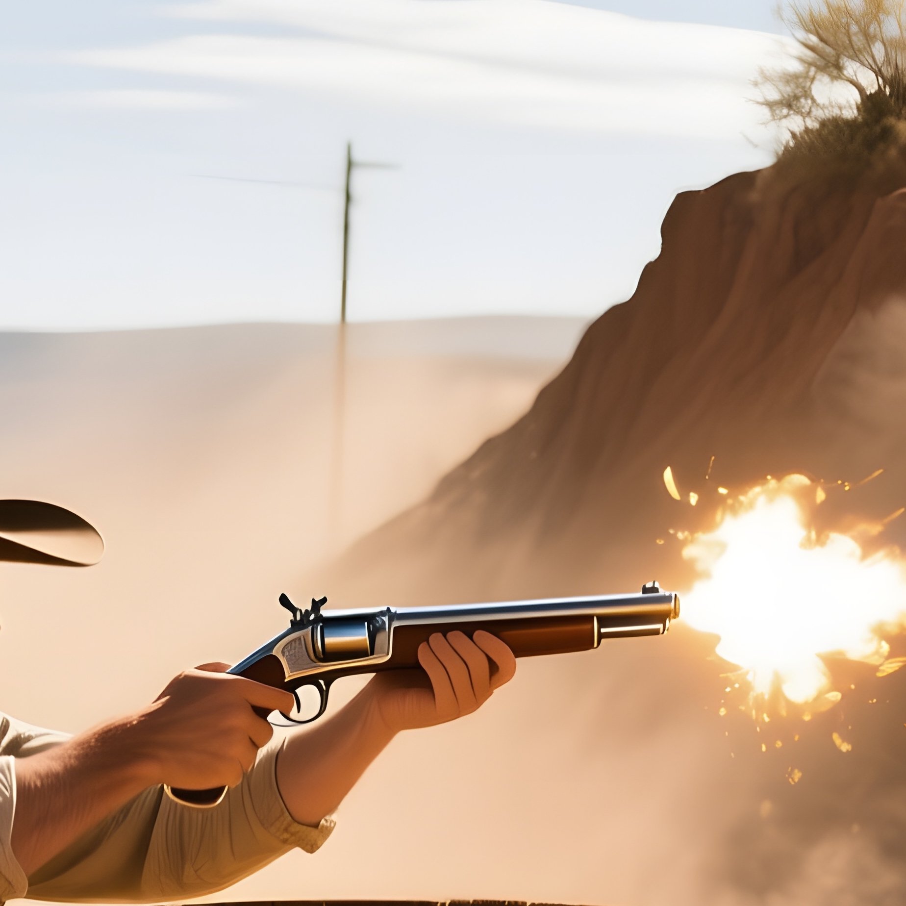 Intense Midday Gunfight At Dusty Crossroads - Full Resolution Quality Preview