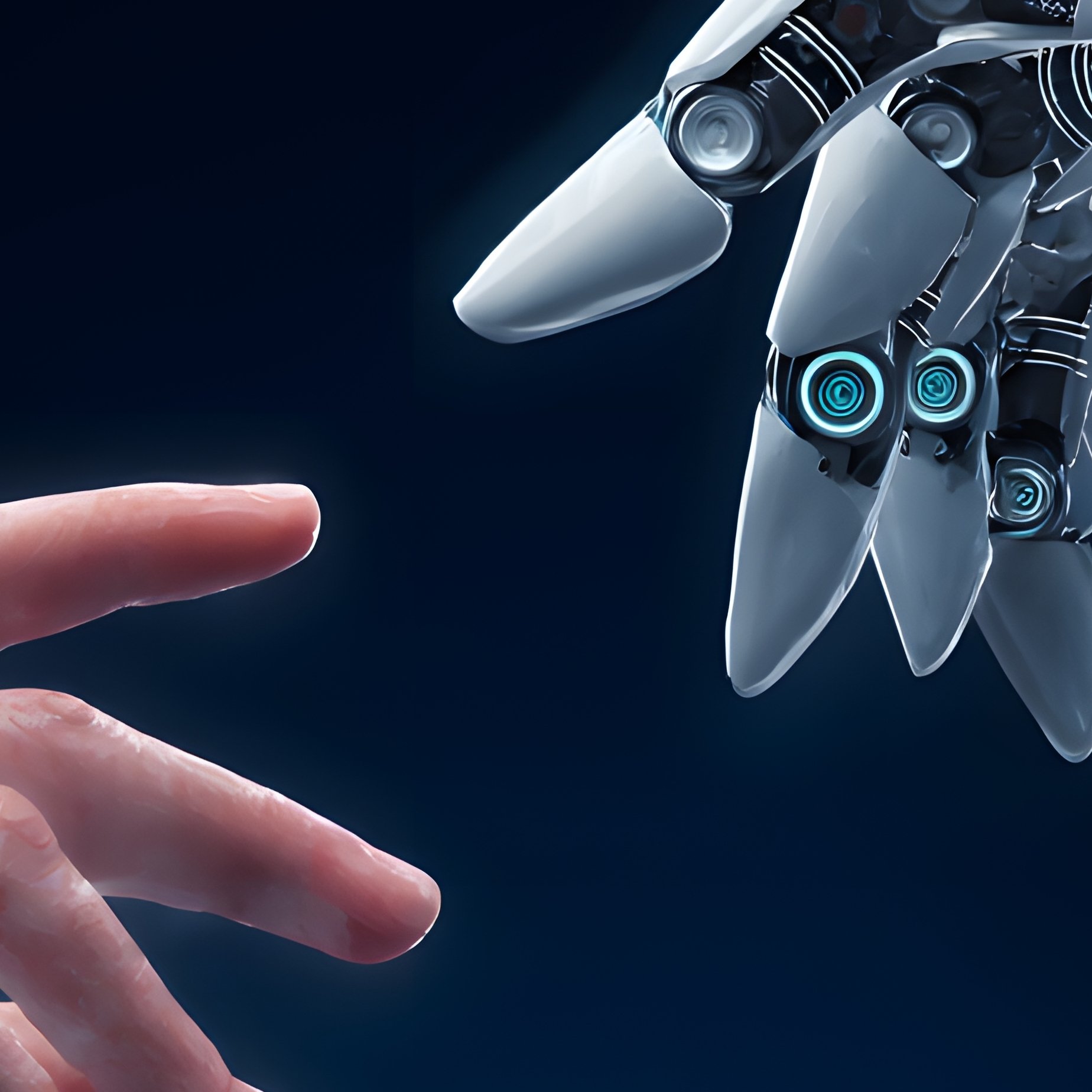 Interaction Between A Human Hand And A Robotic Arm Technology - Full Resolution Quality Preview