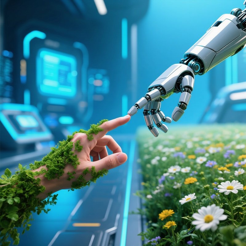 Interaction Between A Natural Hand And A Robotic Arm Nature