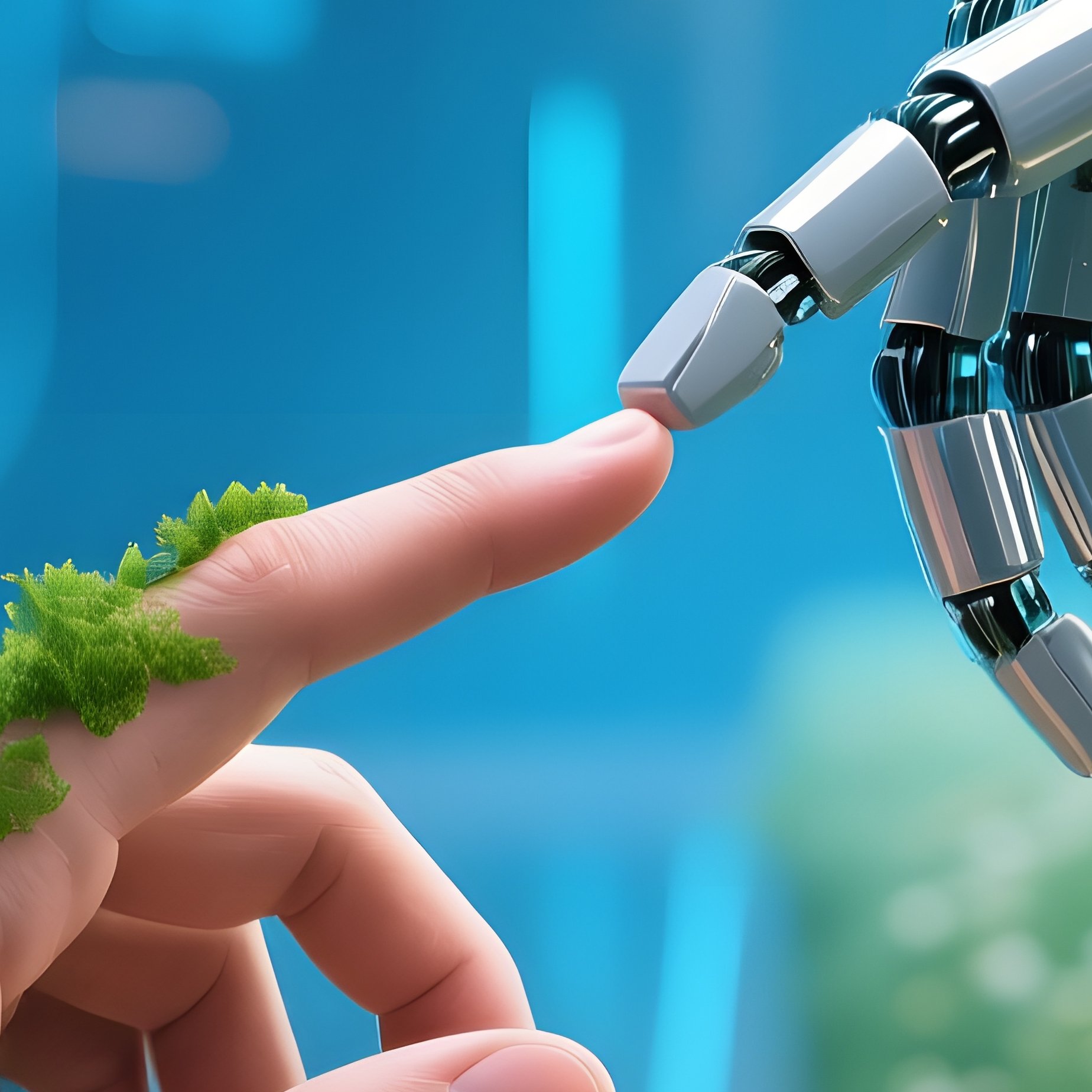 Interaction Between A Natural Hand And A Robotic Arm Nature - Full Resolution Quality Preview