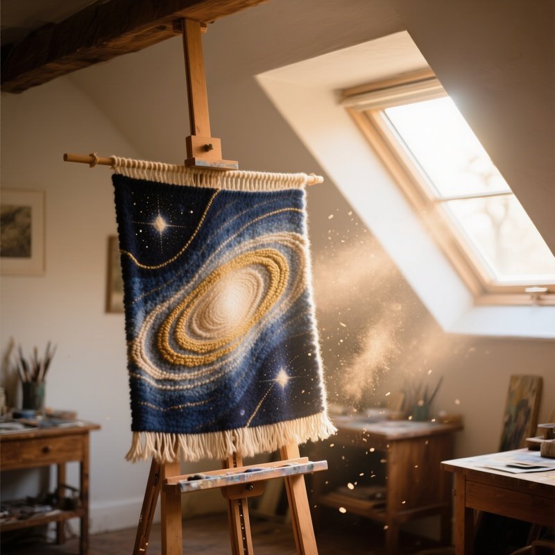 Intimate Attic Studio With Wool Tapestry