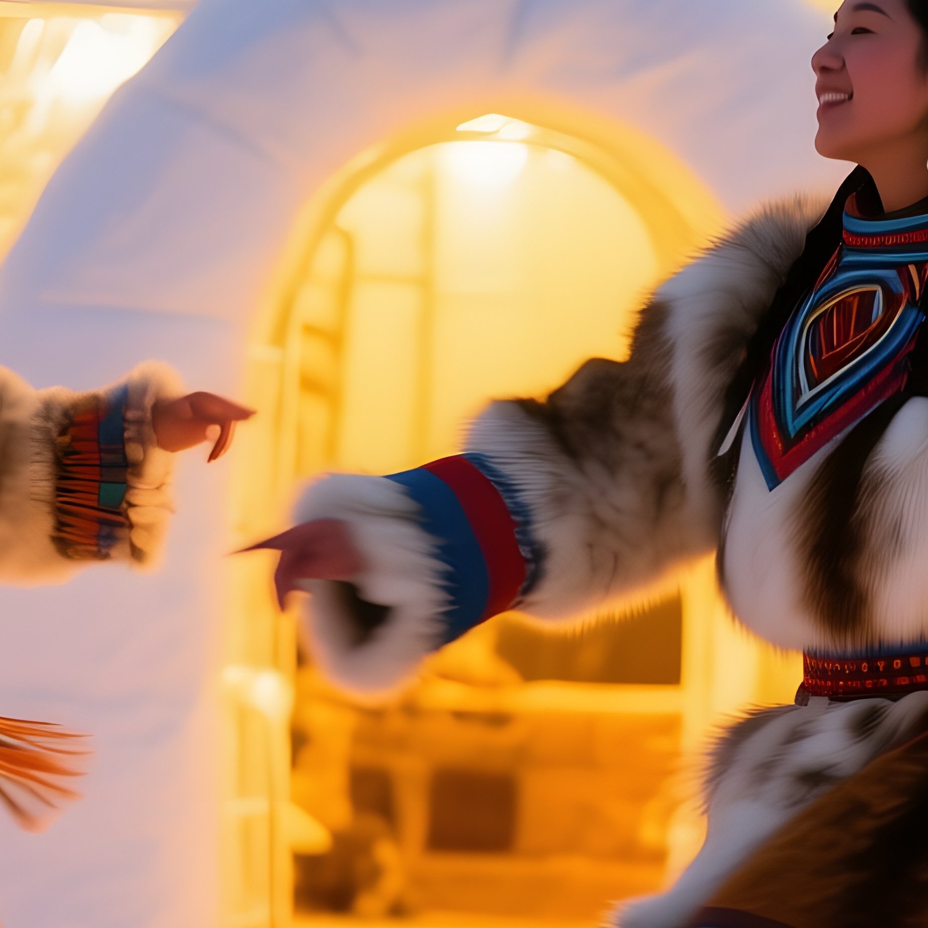 Inuit Dancers Igloo Lanterns Snow - Full Resolution Quality Preview