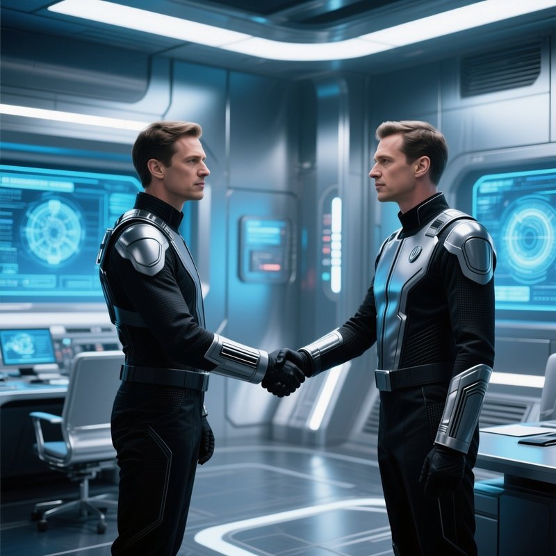 Investors Shaking Hands In Space Science Fiction