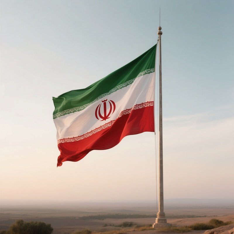 Iran Flag Half Mast Wind Calms