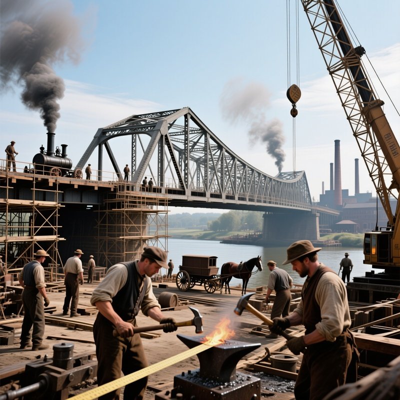Iron Bridge Construction Early Industrial Era