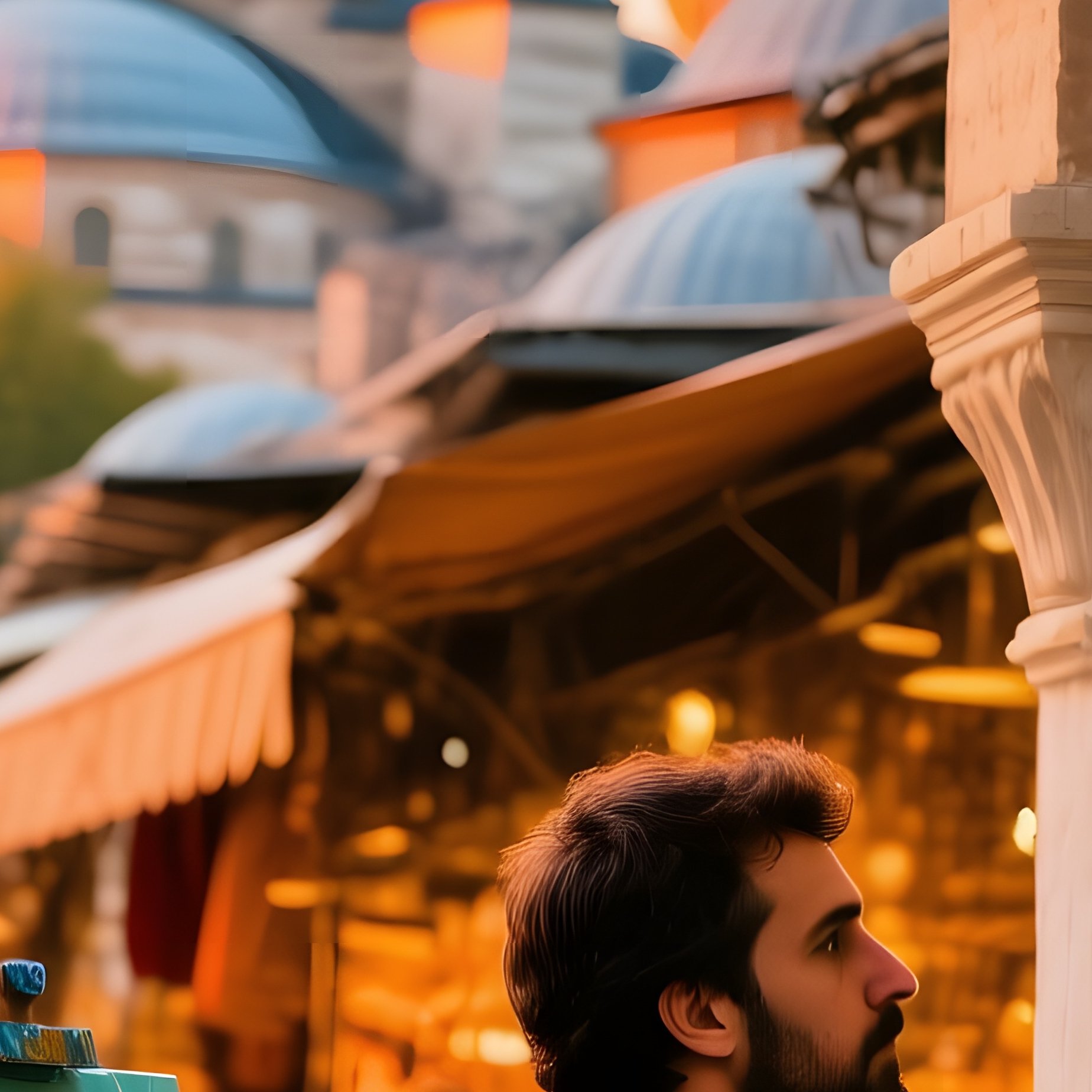 Istanbul Bazaar Sunset Painter Tile Fresco - Full Resolution Quality Preview