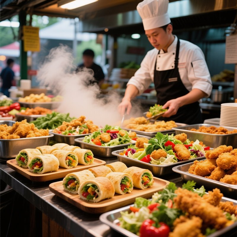 Iv Rolls Salads Fresh Fried