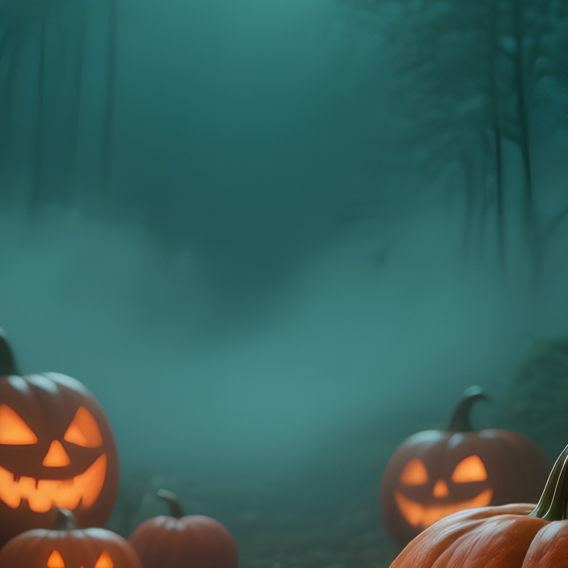 Jack O Lanterns In A Forest Setting Halloween Pumpkin - Full Resolution Quality Preview