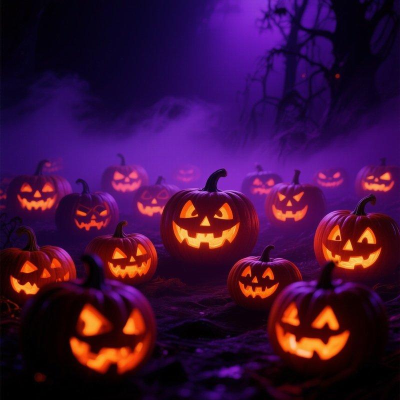 Jack O Lanterns In A Mystical Setting Halloween Pumpkin