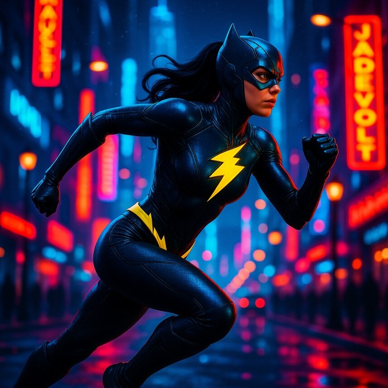 Jade Volt Runner Sprint City Lights Night Fictional Character