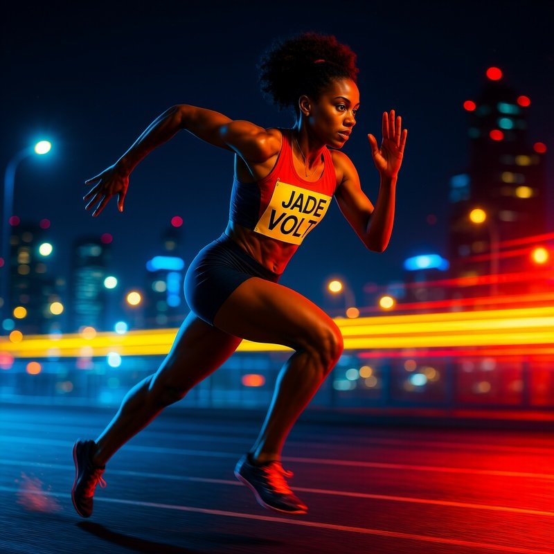 Jade Volt Running City Lights Night Sporting Event