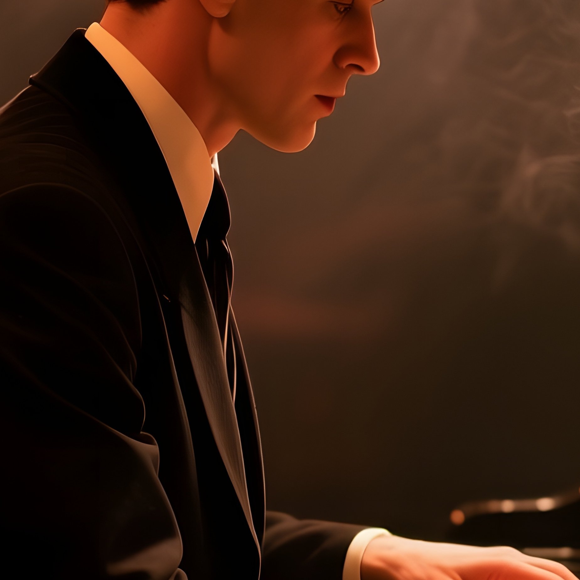 Jazz Club Pianist In Velvet Bowler Hat - Full Resolution Quality Preview