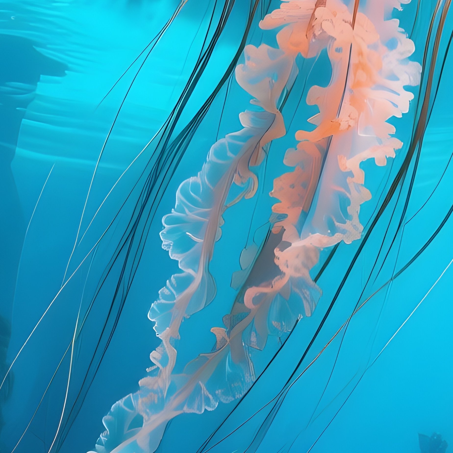 Jellyfish Storm Over Coral Canyon Scifi Underwater Art - Full Resolution Quality Preview