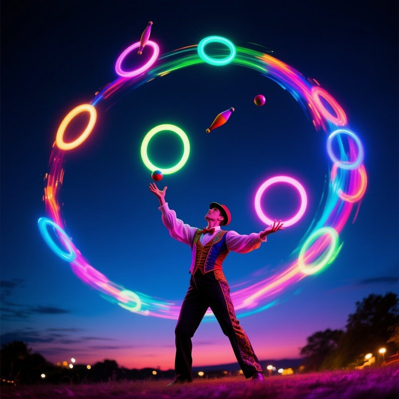 Juggler Glowing Rings Trails