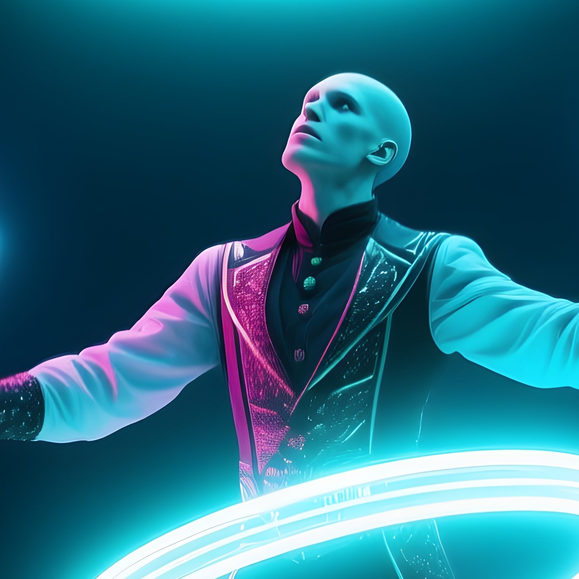 Juggler Glowing Rings Trails Sci Fi - Full Resolution Quality Preview