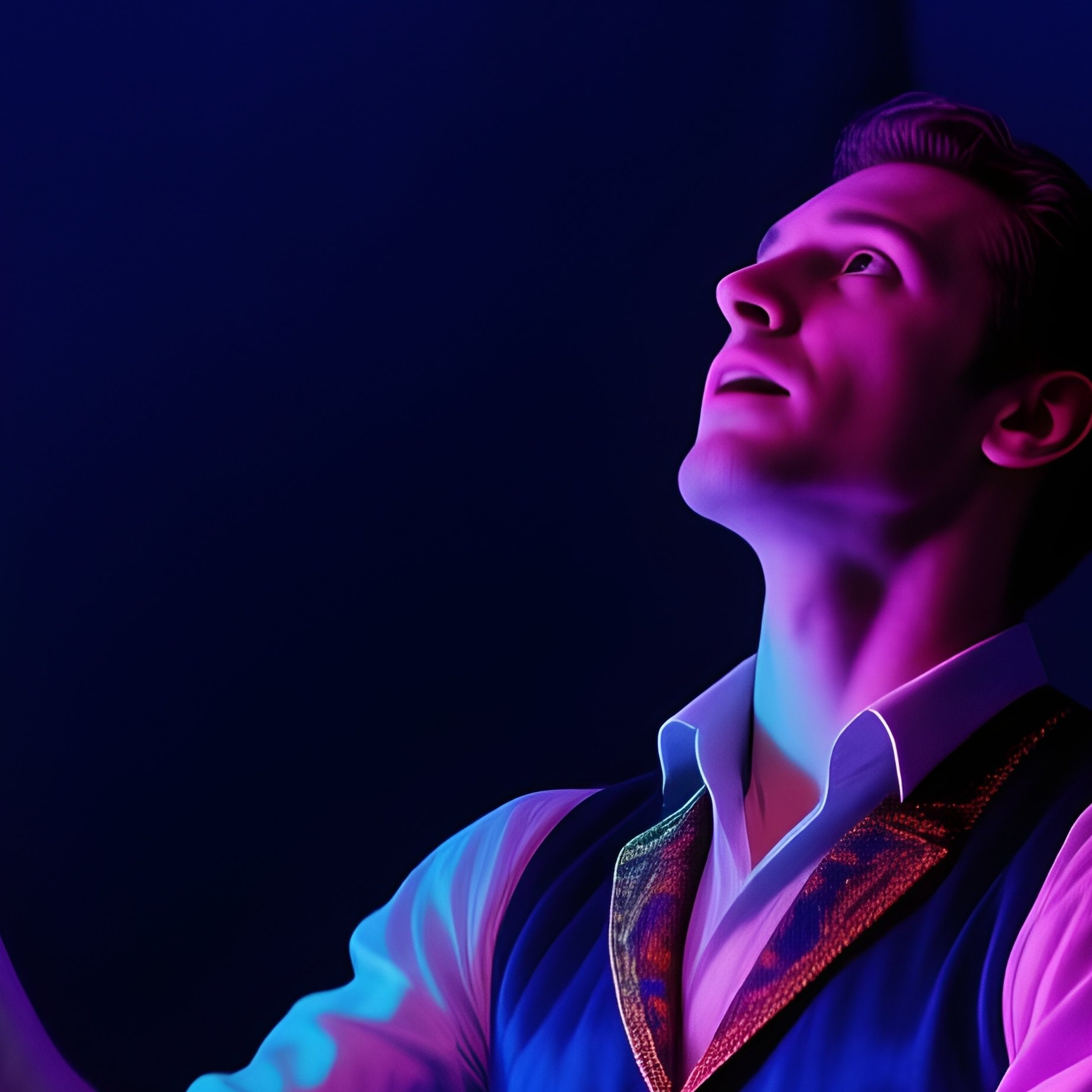 Juggler Performing With Glowing Led Clubs In The Darkened Tent - Full Resolution Quality Preview