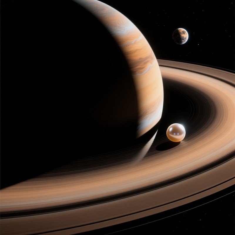 Jupiter Shadow Over Rings And Glowing Moons