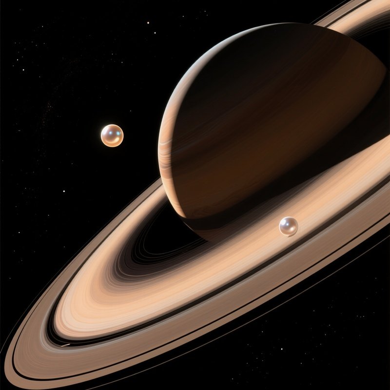 Jupiter Shadow Over Rings And Glowing Moons Digital Art