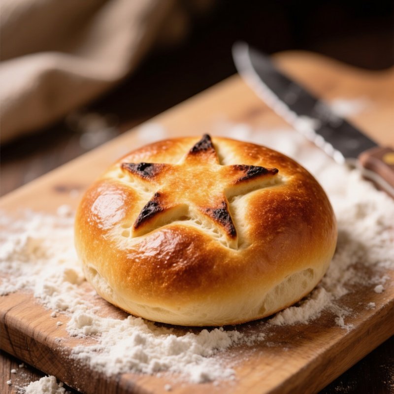 Kajzerka Classic Crusty Bread Roll With 5 Point Star Cut