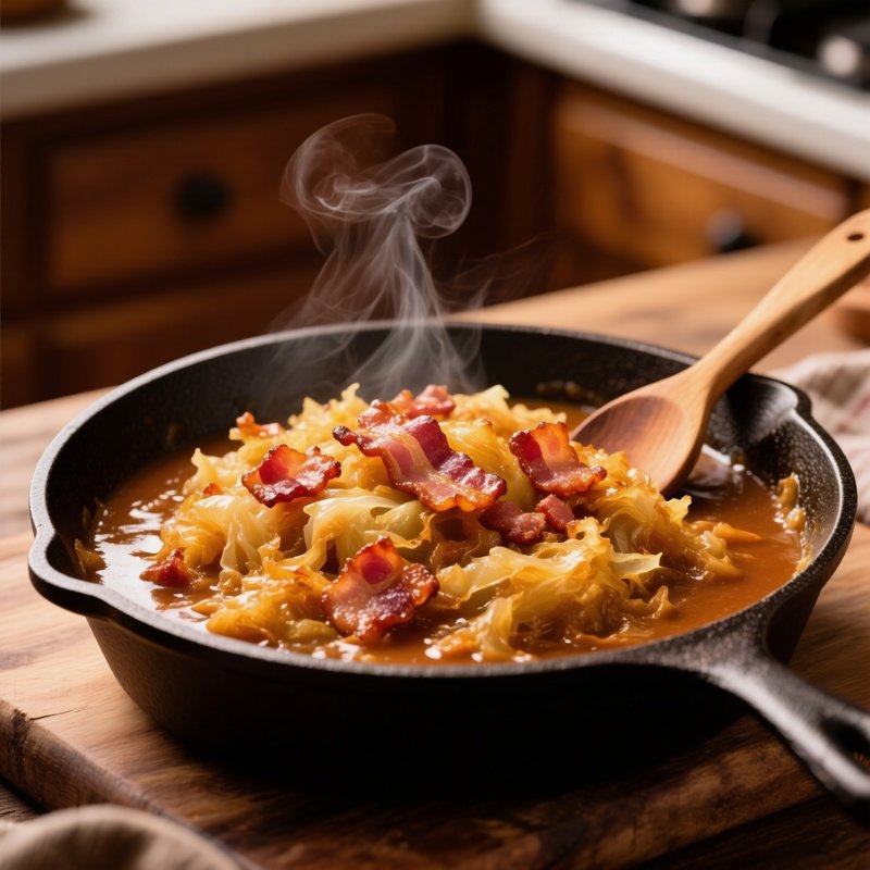 Kapusta Zasmażana Fried Sauerkraut With Bacon Bits And Roux Thick And Golden Brown