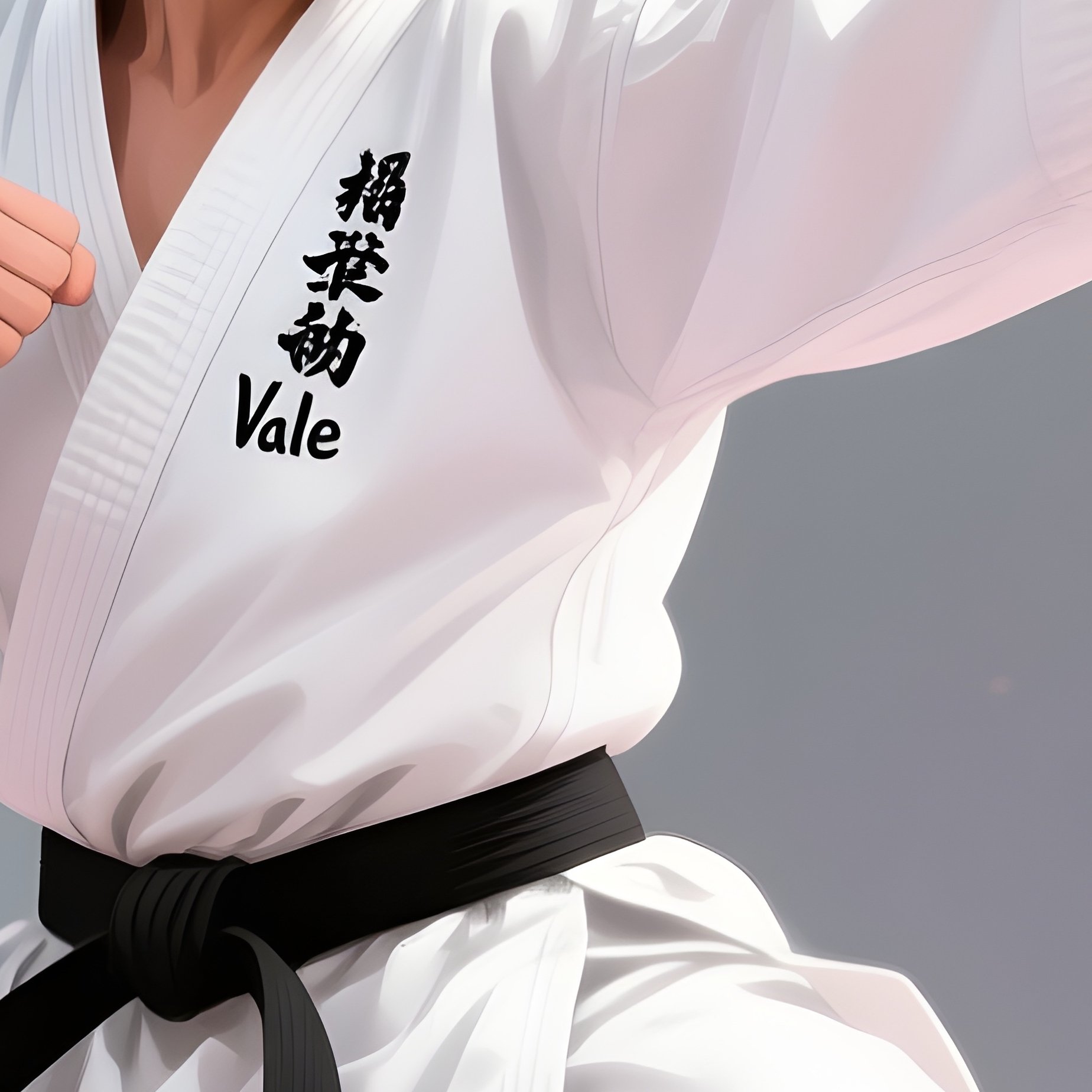 Karate Fighter Under Cherry Blossoms Striking - Full Resolution Quality Preview