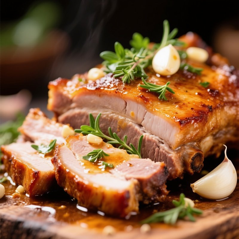 Karkowka Roast Pork Neck Slices With Herbs And Garlic