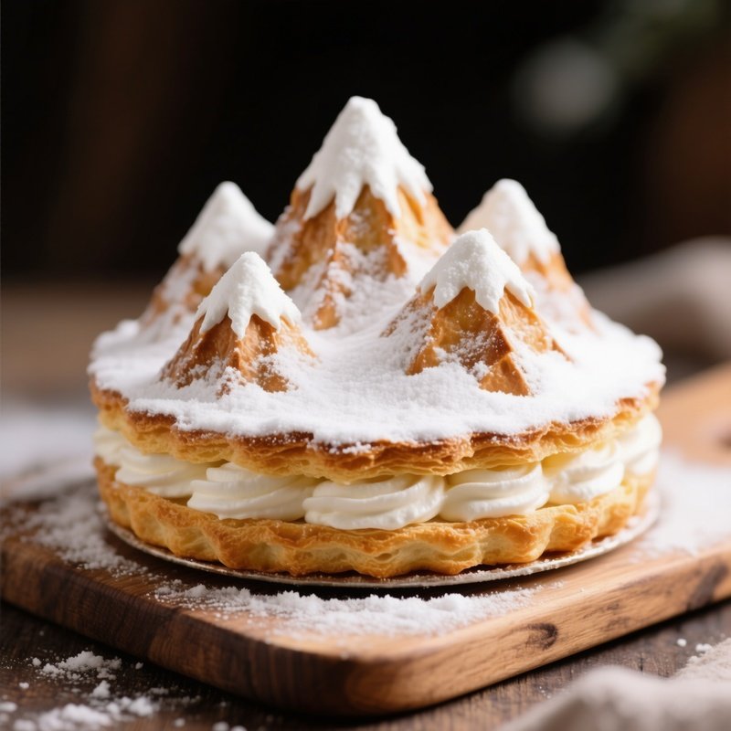 Karpatka Cream Pie With Mountain Peaks