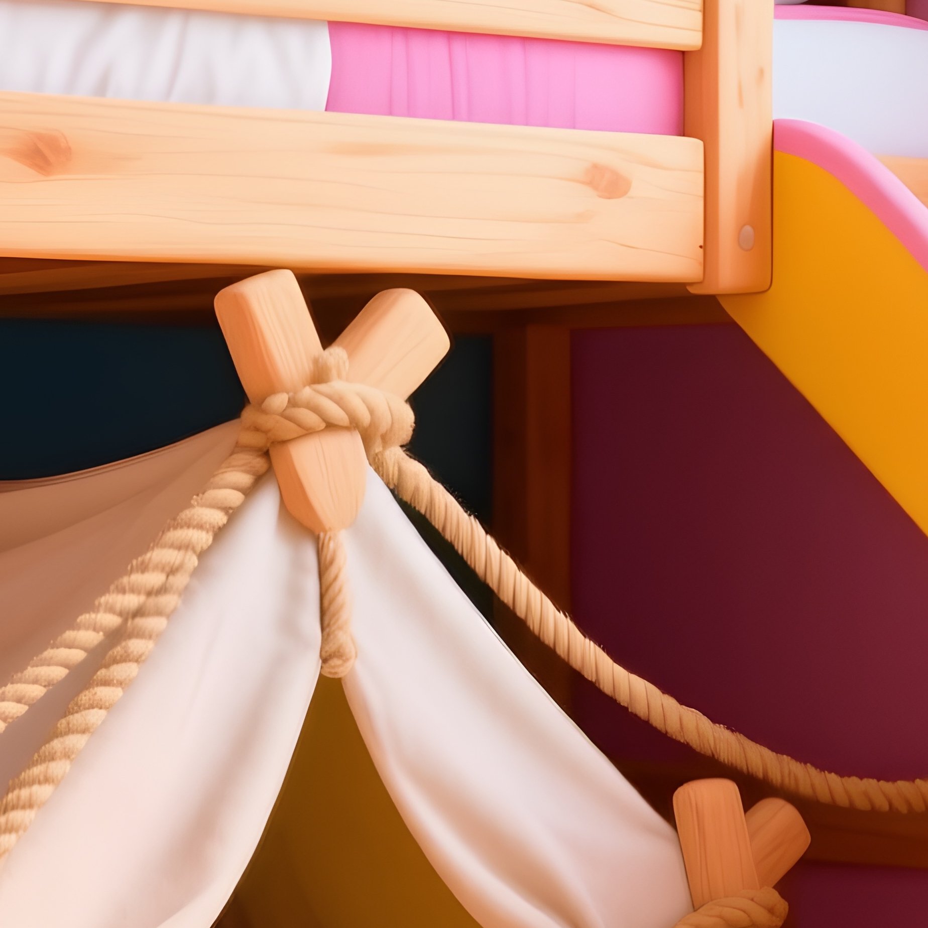 Kids Bunk Bed Playful Wooden Slide Fort - Full Resolution Quality Preview