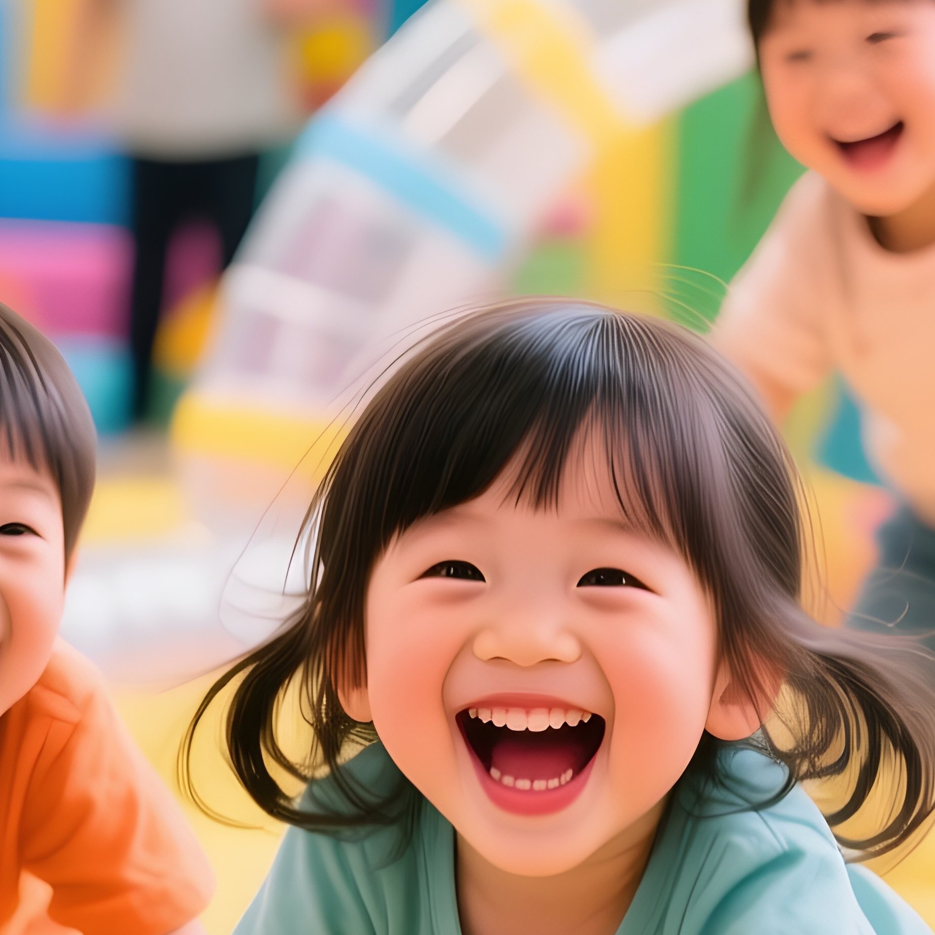 Kids Laughing Through Transparent Tubes - Full Resolution Quality Preview