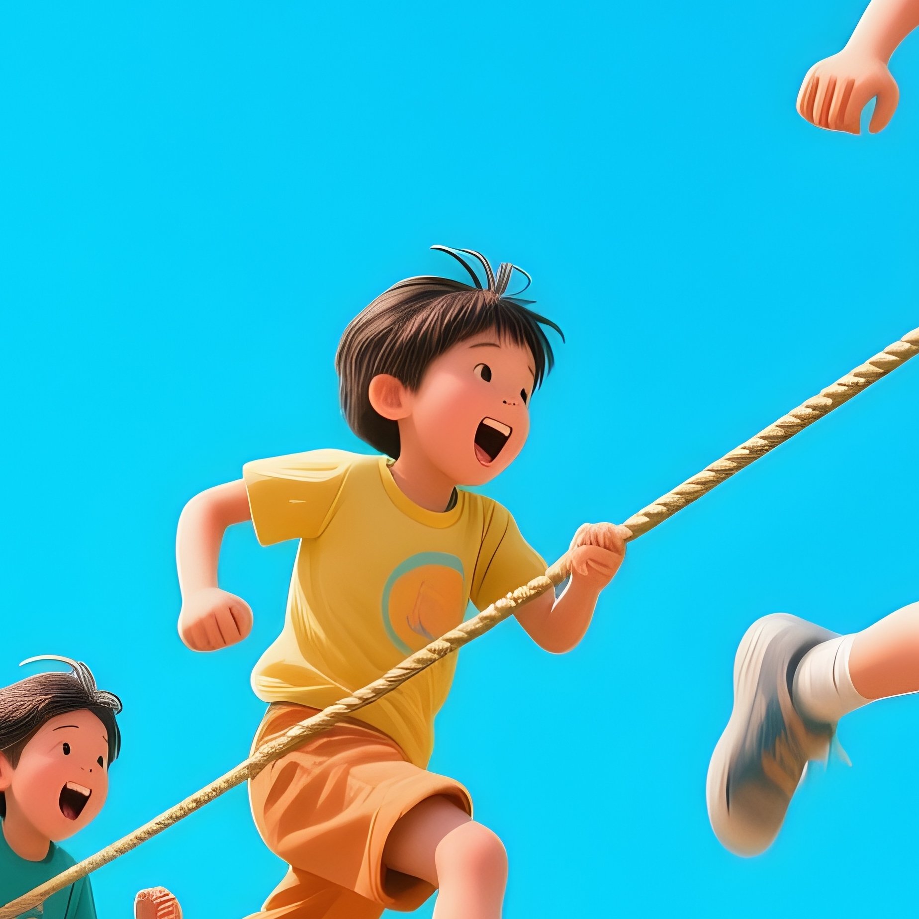 Kids Running Across Wobbly Rope Bridge Science Fiction - Full Resolution Quality Preview