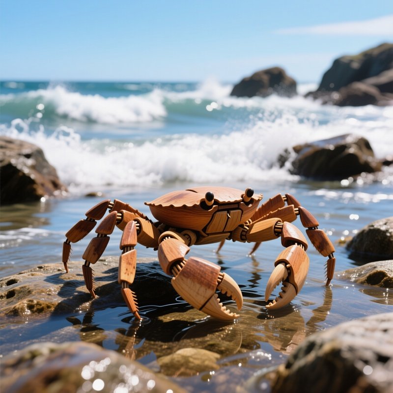 Kinetic Wooden Crab Tide Pool