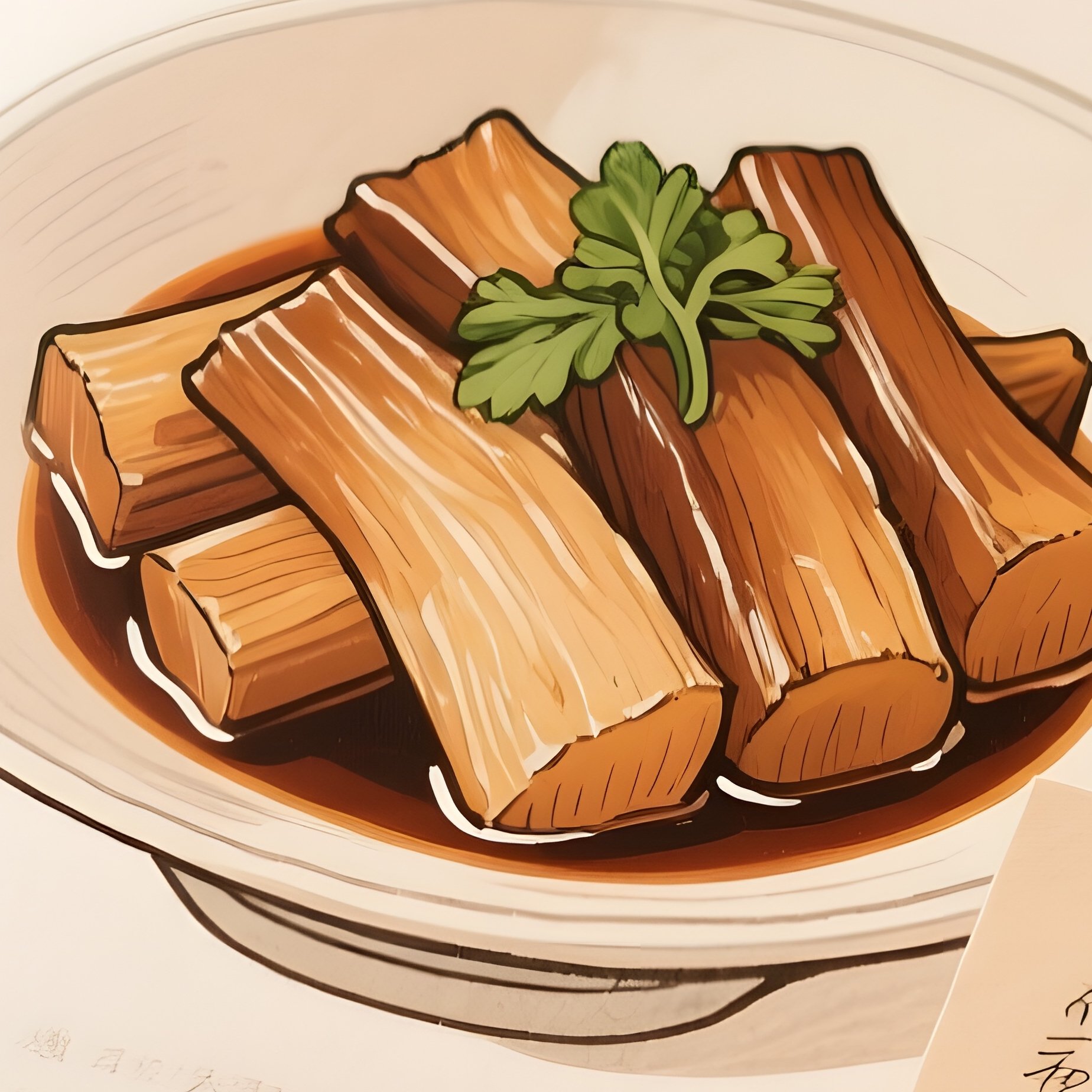 Kinpira Gobo As A Recipe In A Cookbook Sauced Burdock Root And Carrot With Soy Sauce - Full Resolution Quality Preview