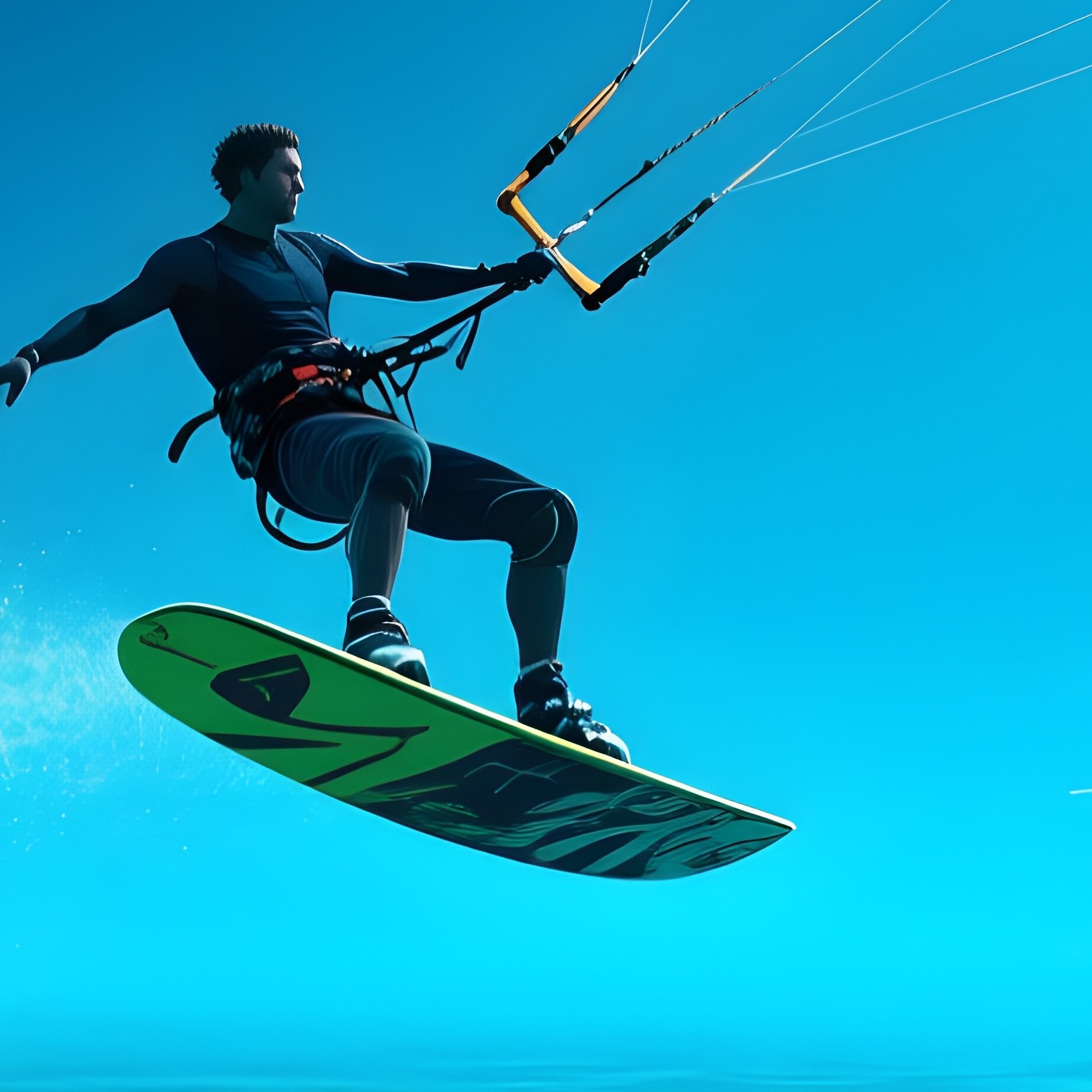 Kiteboarder Zephyr Lux Jumping Above Coral Seas Science Fiction - Full Resolution Quality Preview