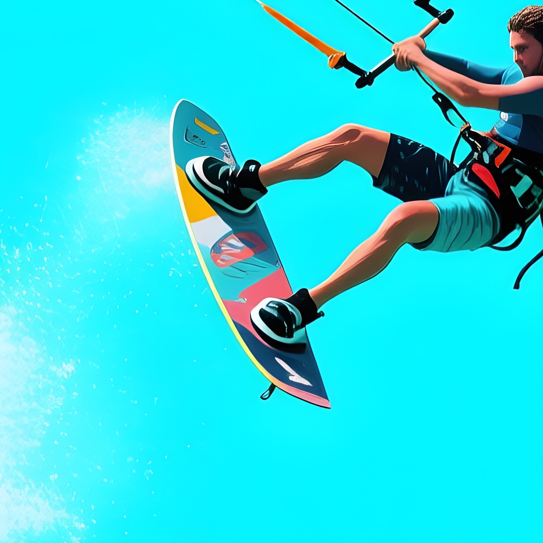 Kiteboarder Zephyr Lux Jumping Above Coral Seas - Full Resolution Quality Preview