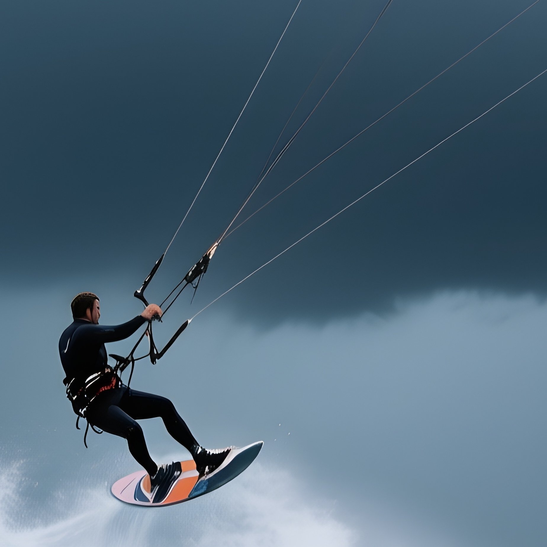 Kitesurfer Wave Thorn Flying Stormy Seas - Full Resolution Quality Preview