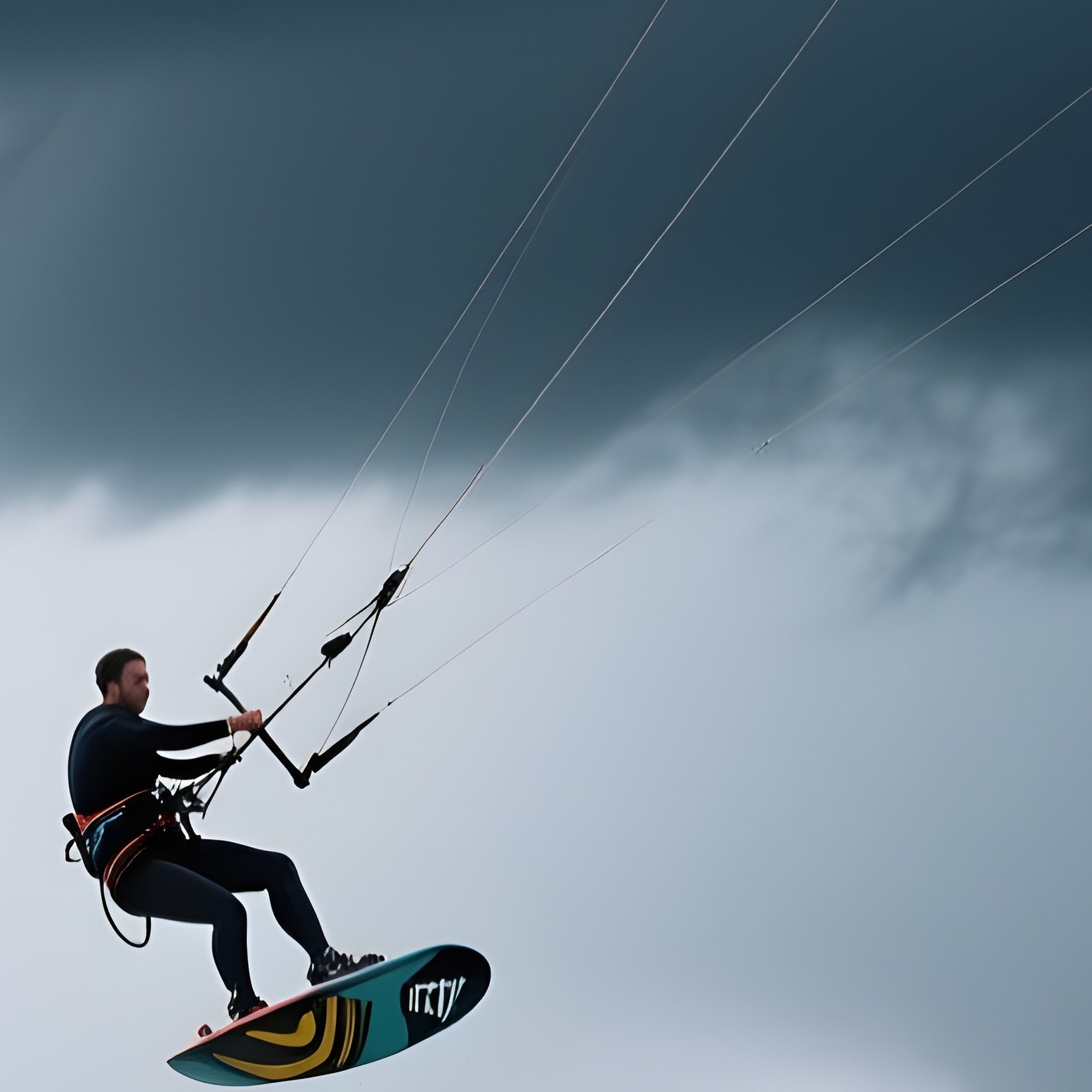 Kitesurfer Wave Thorn Flying Stormy Seas Science Fiction - Full Resolution Quality Preview