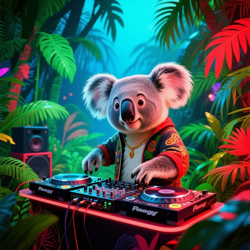 Koala Dj At Jungle Disco Digital Art