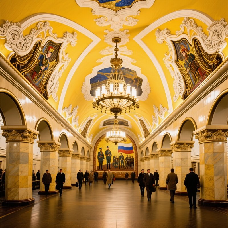 Komsomolskaya Metro Station 1981 Wide Shot