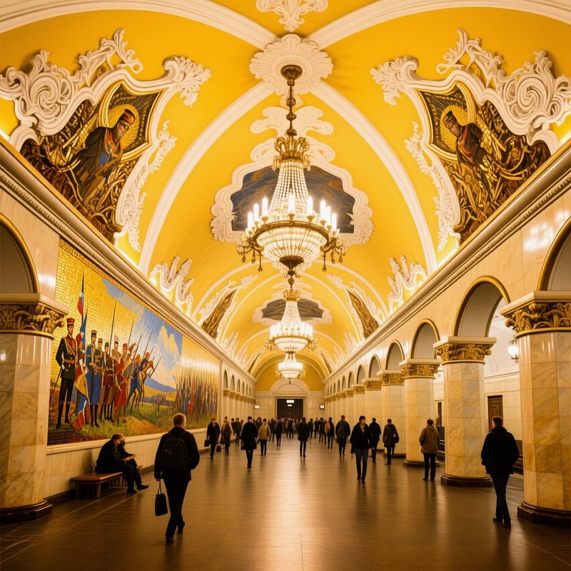 Komsomolskaya Metro Station 1981 Wide Shot