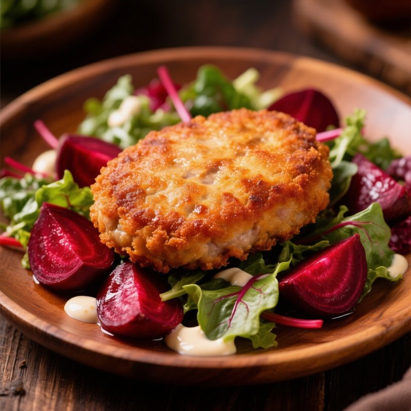Kotlet Mielony Fried Pork Patty With Beet Salad