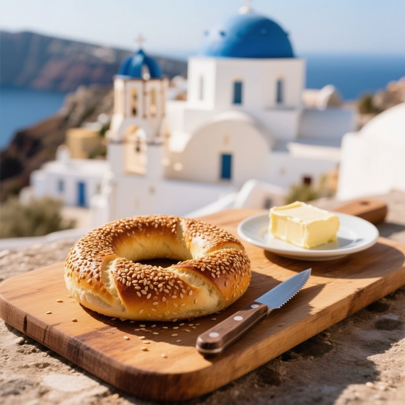 Koulouri Circular Bread Ring Covered In Sesame Seeds