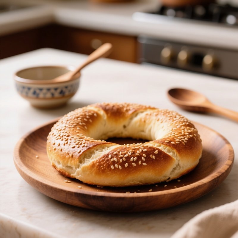 Koulouri Circular Bread Ring Covered In Sesame Seeds