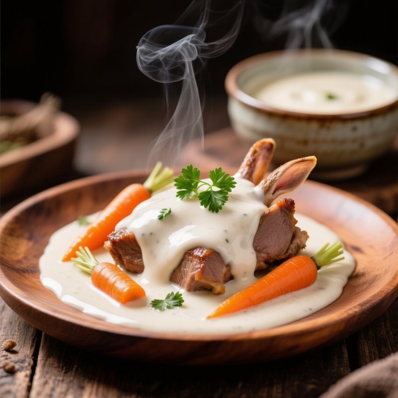 Królik W Śmietanie Rabbit In White Cream Sauce With Carrots