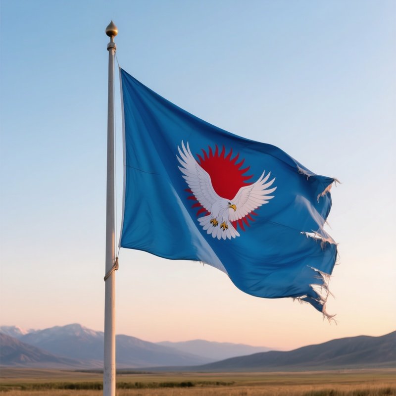 Kyrgyzstan Flag Half Mast Wind