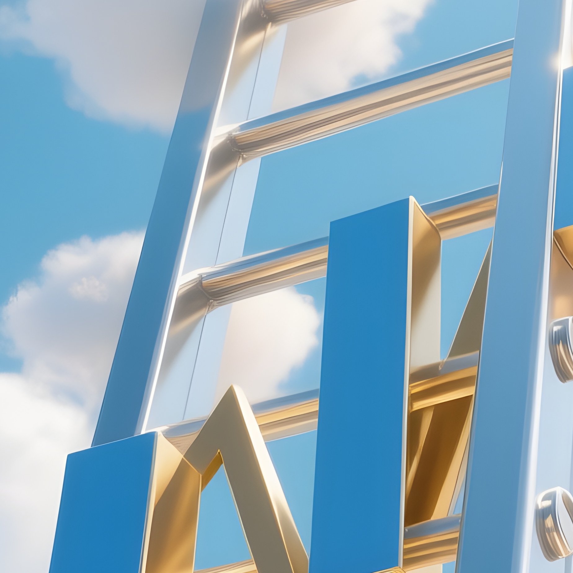 Ladder To Success Stock Chart Rungs Clouds - Full Resolution Quality Preview