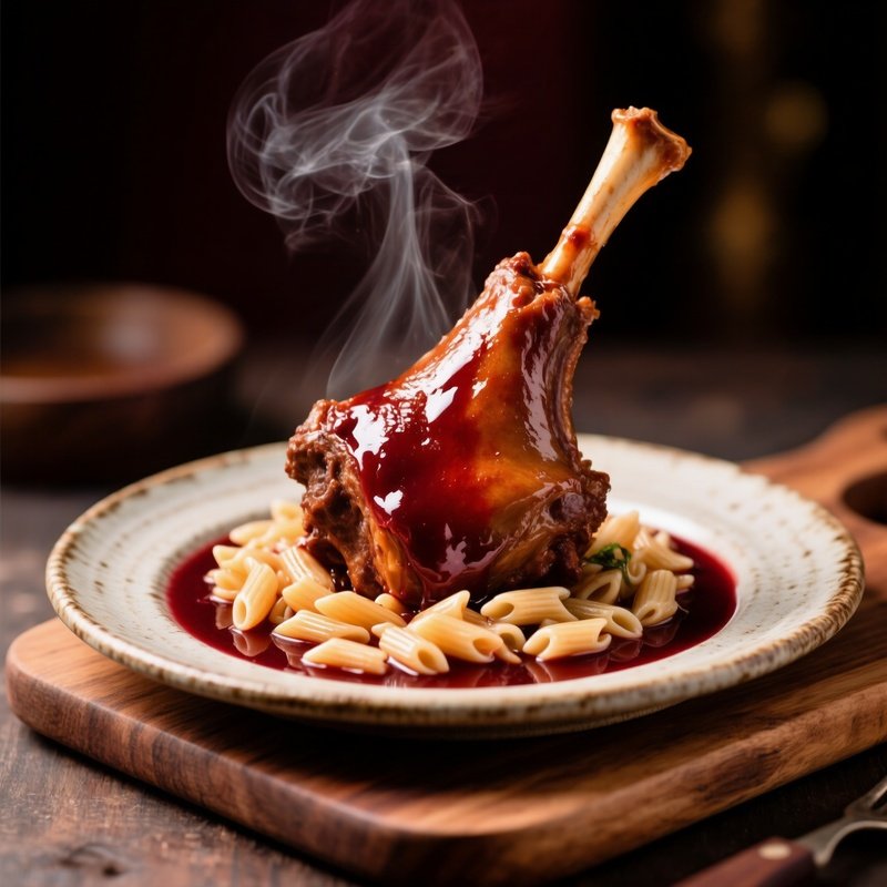 Lamb Shank In Wine Reduction With Orzo Pasta