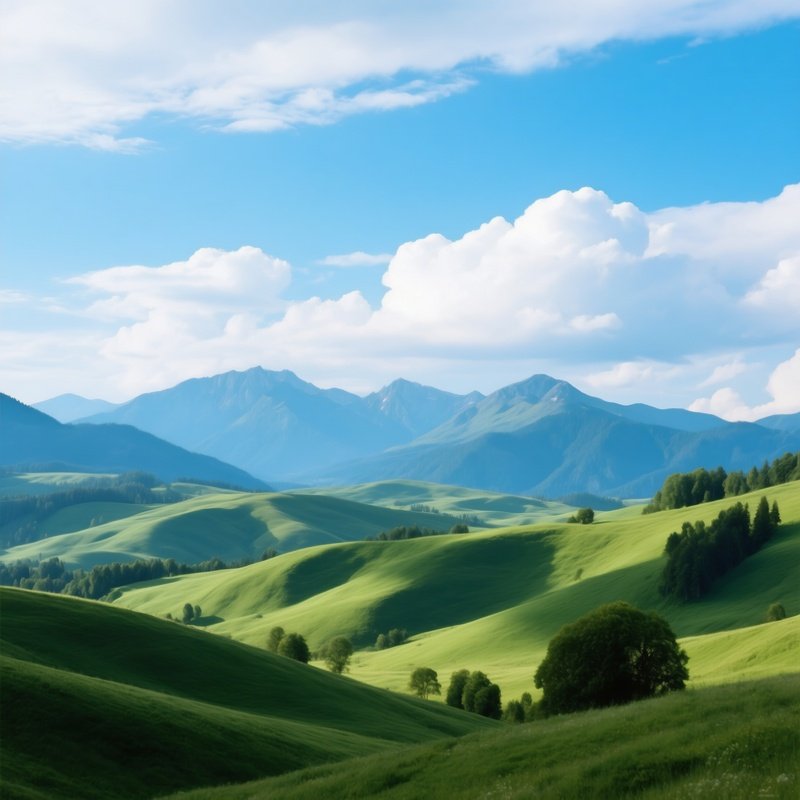Landscape Of Rolling Hills And Mountains Landscape Nature
