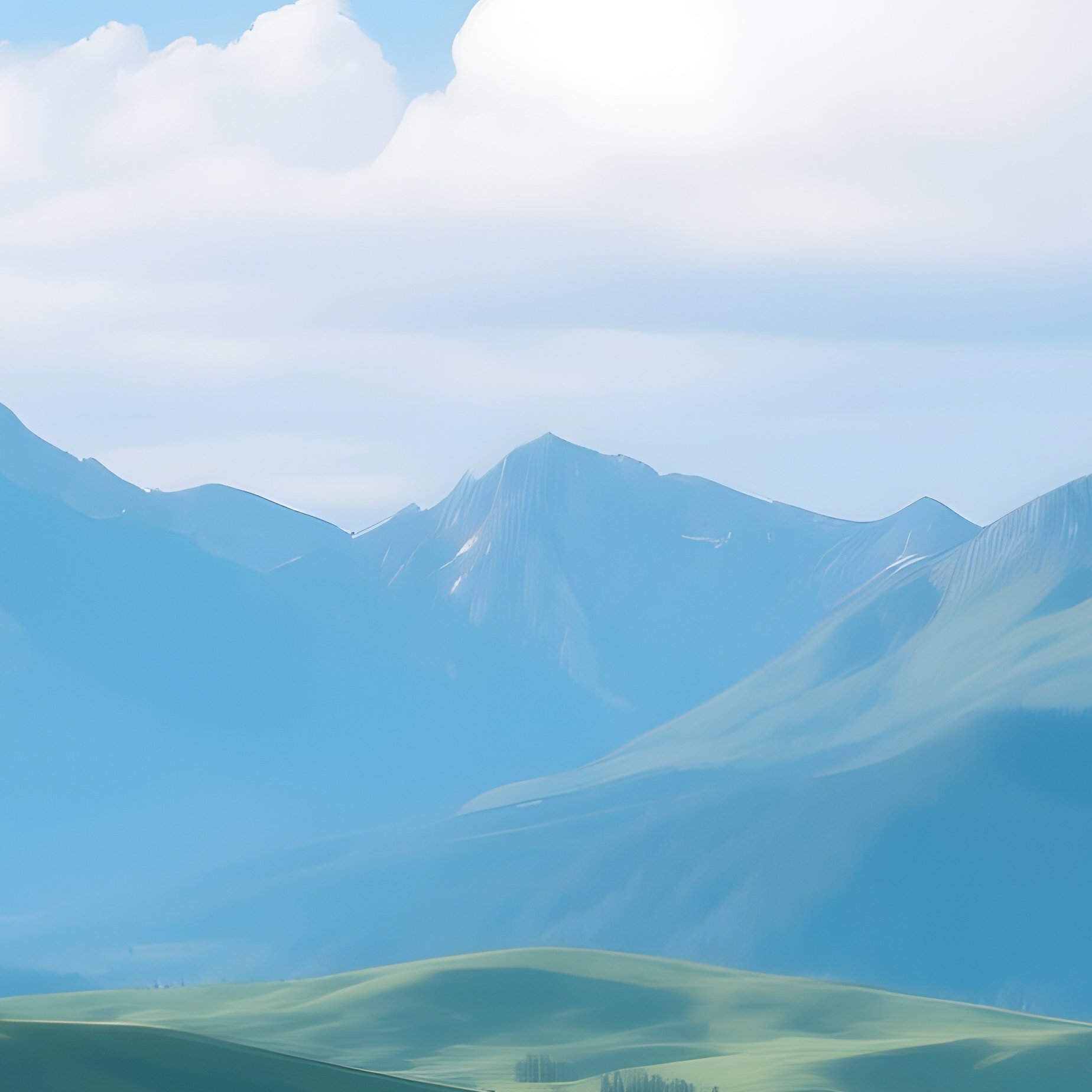 Landscape Of Rolling Hills And Mountains Landscape Nature - Full Resolution Quality Preview