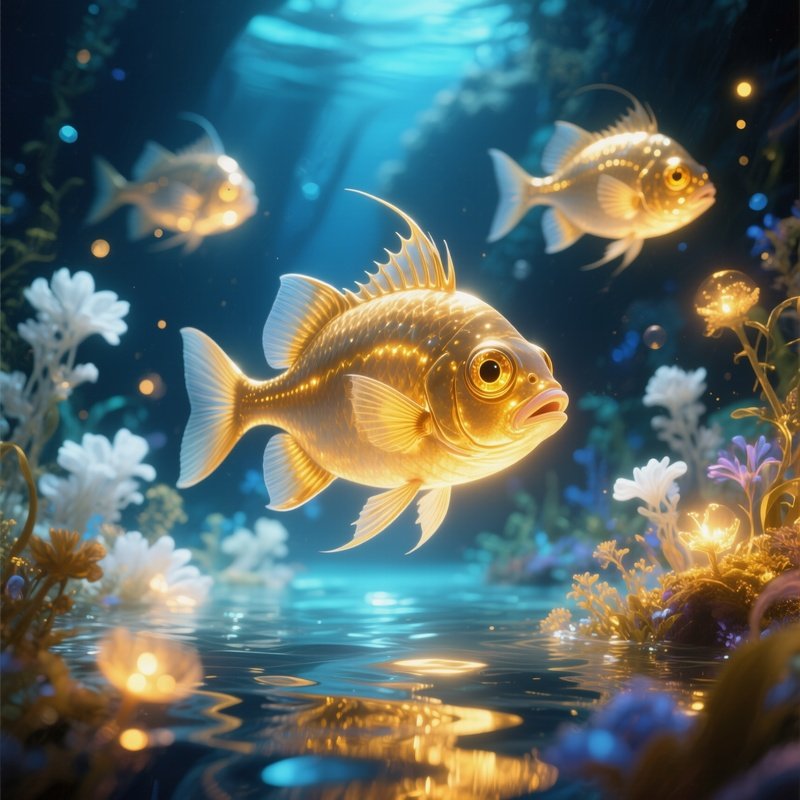 Lanternfish With Shining Eyes Fantasy Scene