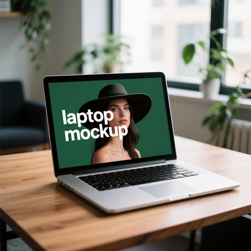 Laptop Displaying A Mockup Design Laptop Mockup